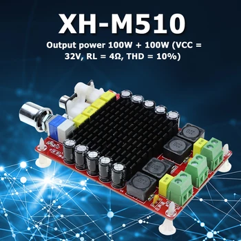 Плата цифрового усилителя высокой мощности XH-M510 100Wx2 С защитой от перегрева TDA7498 Плата стереоусилителя аудио DC14-34V