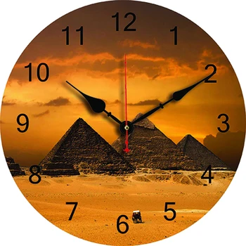 Египетские Пирамиды Настенные Часы Гостиная Спальня Круглые Бесшумные Часы Столовая Украшение Офиса Часы Для дома Carfts Art Decor