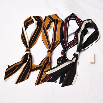 Узкие шелковые шарфы, украшенные лентами средней длины, принт в полоску Four Seasons, украшающий шею, шарф, ленту для ручки сумки Оптом