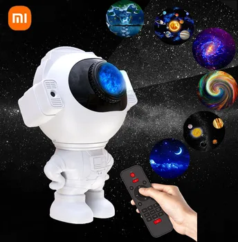 Ночник Xiaomi Astronaut Проектор Star Galaxies RGB Лампа со звуком Bluetooth Для детской комнаты, атмосферы и декора спальни