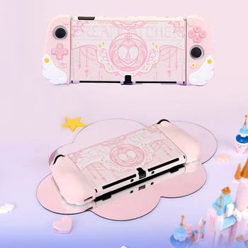 Розовая Защитная Оболочка Love Star Hard Case Protector Для Nintendo Switch/NS Oled Joy-Con Controller TPU Мягкая Рукоятка Shell Thumb Cap Cover