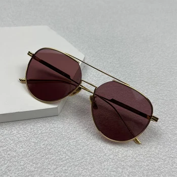 Брендовые дизайнерские классические солнцезащитные очки в оправе для мужчин, модные квадратные женские солнцезащитные очки с двойной планкой, коричневые линзы