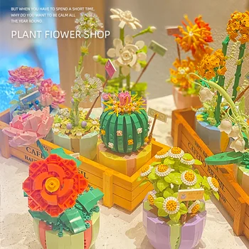 Вечный Цветок Строительный блок Роза Дейзи Микро Кирпичи Модель Lotus DIY 3D Собранные Игрушки Домашний декор для девочки Подарок на День рождения 2080