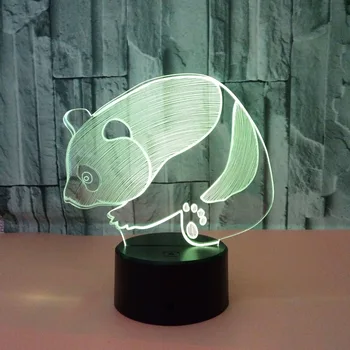 Популярная светодиодная 3D-лампа Panda, 7-цветная сенсорная стереовизионная иллюзия, Подарочные 3D настольные лампы для гостиной, современная настольная лампа