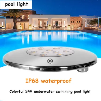  Светодиодный светильник для бассейна, подводный светильник, фонтан, Красочный IP68, водонепроницаемый, ультратонкий светильник для бассейна из нержавеющей стали, 12 В