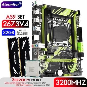 Материнская плата Atermiter X99 AS9 D4 в комплекте с процессором Xeon E5 2673 V4 CPU LGA2011-3 DDR4 32 ГБ 2X16 ГБ оперативной памяти 3200 МГц REG ECC RAM