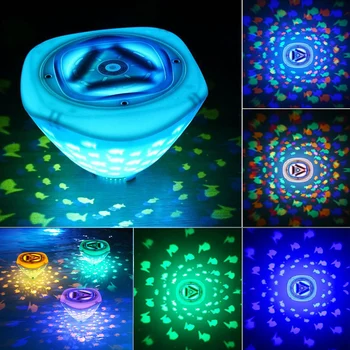 1 шт. Красочные плавающие огни, Водонепроницаемая лампа для рыб-проекторов, Плавающий бассейн, светодиодная подсветка, RGB Мигающая подсветка для ванны, Детские подарки