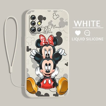Чехол для телефона Disney Mickey Minni Samsung A54 A34 A04 A14 A13 A12 A31 A91 A81 A71 A51 A11 Core Lite с жидкой Веревкой