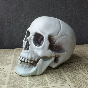 Имитационная модель человеческого черепа Макет места проведения вечеринки на Хэллоуин Реквизит Украшение дома с привидениями Ужасные украшения Череп Голова