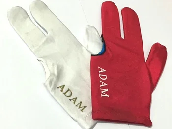 6 шт./лот, Новые перчатки ADAM для бильярда, белый/красный цвет, трехпалые перчатки для снукера, Тканевые Перчатки для карамболя