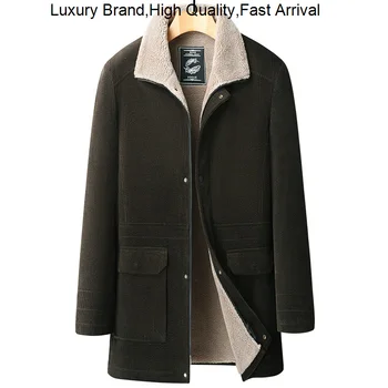 Мужская зимняя одежда Плюс бархатная куртка, Вельветовая Повседневная парка, высококачественная длинная куртка, модные однотонные хлопчатобумажные пальто