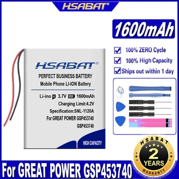 Аккумулятор HSABAT GSP453740 емкостью 1600 мАч для мощных аккумуляторов GSP453740