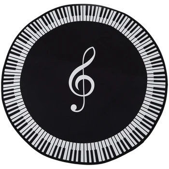 Новый ковер Музыкальный символ Клавиша пианино Черный Белый Круглый ковер Нескользящий коврик для дома Коврик для спальни Украшение пола