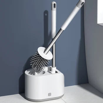 Силиконовый держатель для туалетной щетки, герметичный с базовым набором, Настенные инструменты для уборки с длинной ручкой, Аксессуары для туалета и ванной комнаты