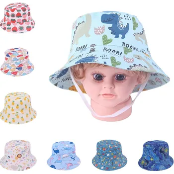 Новая летняя хлопчатобумажная Детская Шляпа от Солнца с мультяшным принтом Для детей на открытом воздухе, Пляжные кепки для девочек, шляпа для мальчиков, детская шляпа рыбака