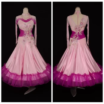 Костюм GOODANPAR новое современное соревновательное платье для вальса Танго и бальных танцев Стандартное платье для девочек и женщин с длинным рукавом для танцев