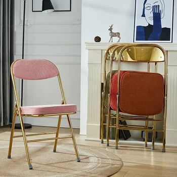 Обеденные стулья в стиле ретро, стулья для кухонной мебели, стул с вельветовой спинкой, Неоклассический дизайн, Креативный складной стул для столовой