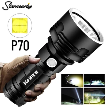Ультра Мощный светодиодный фонарик P70, тактический фонарь, USB Перезаряжаемый фонарик, Водонепроницаемый фонарь для кемпинга, лампа для ночной рыбалки.