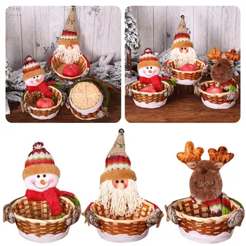 С Рождеством Корзина для конфет Рождественский декор Лось Снеговик Санта Клаус Корзина с фруктами Стеллаж для продуктов Украшение дома #t2p