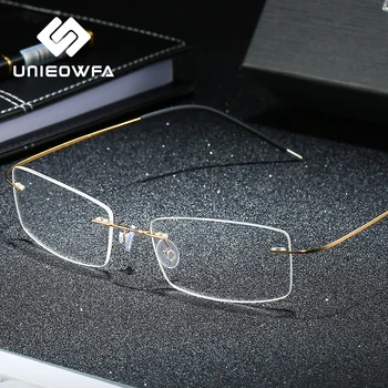 Сверхлегкие Титановые очки без оправы для мужчин в Прозрачной Оптической оправе Корейские Прозрачные очки в оправе для очков при близорукости