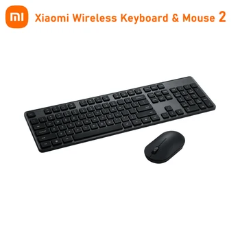 2023 Оригинальный набор беспроводной клавиатуры и мыши Xiaomi, 2 Офисные клавиатуры, 104 клавиши, 2,4 ГГц USB-приемник, мышь, Портативный для ПК