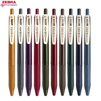 Шариковые ручки Zebra Sarasa Clip 0,5 с Выдвижными гелевыми чернилами, 10 Винтажных Цветов, Резиновая ручка, Сменные Стержни для Заправки, для Журнала