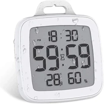 Домашний декор Часы для душа Цифровые Настенные часы для ванной Комнаты Настенный таймер Водонепроницаемые часы с большим ЖК-экраном Температура Влажность