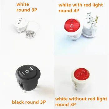 Кулисный переключатель круглый переключатель 3 контакта 3P 4P ВКЛ-ВЫКЛ-ВКЛ Судовой выключатель электрической плиты белый с красной подсветкой белый черный 20 мм
