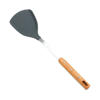 Силиконовая лопатка с деревянной ручкой, Антипригарная Лопатка, Кухонный инструмент из нержавеющей стали, устойчивый к высоким температурам, Гаджет