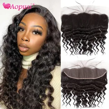 Aopusi Loose Deep Wave Lace Frontal Hair Бразильские Наращивание Человеческих Волос Глубокая Волна 13 × 4 Lace Front Hair Переплетение С Волосами Младенца