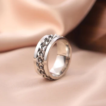 Модная золотая серебряная цепочка с намоткой, посеребренное кольцо, мужские и женские кольца в стиле хип-хоп