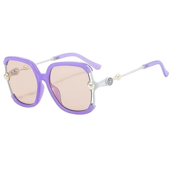 Роскошные брендовые дизайнерские солнцезащитные очки в квадратной оправе с большой оправой, женские модные винтажные солнцезащитные очки ins с жемчугом для путешествий, UV400