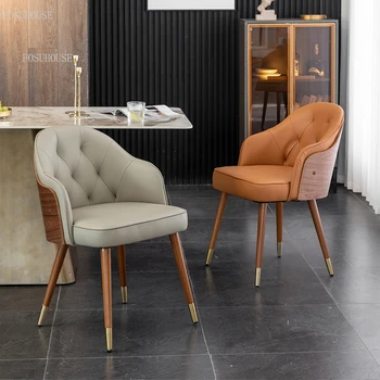 Скандинавские легкие Роскошные обеденные стулья для отдыха, современные кофейные стулья для столовой, мебель из массива дерева, креативные стулья для столовой