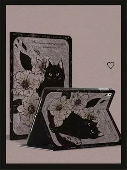 Милый мультяшный чехол для планшета Redmi Pad 10,6-дюймовый защитный из шелковой кожи Оригинального дизайна Таинственный кот