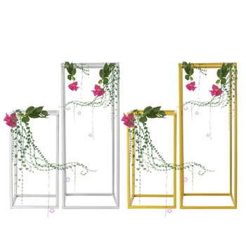 Подставка для колонн для ваз Нержавеющее украшение для вечеринки, свадьбы, геометрический держатель для пола, центральная опора, железный Арт, съемный цветок E7CB