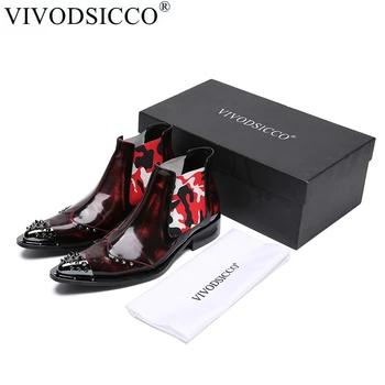 VIVODSICCO / Роскошные новые модные официальные Мужские модельные ботинки из натуральной кожи, дизайнерские мужские модельные туфли, ботильоны, вечерние мотоциклетные ботинки