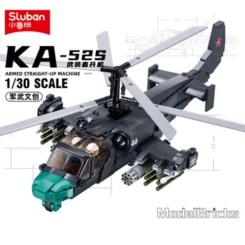 Sluban 913ШТ Модель боевого вертолета КА-52С, кирпичи, коаксиальное инверсионное оружие, Креативные строительные блоки, развивающие игрушки для мальчиков