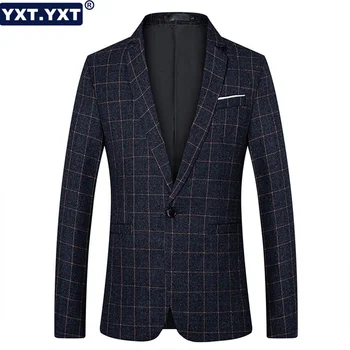 Элегантный пиджак, пальто, мужской костюм, Новинка 2023 года, мужской тонкий клетчатый костюм, официальный роскошный мужской профессиональный деловой блейзер для вечеринок