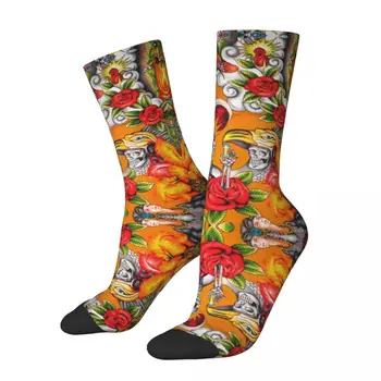 Счастливые Забавные Мужские компрессионные Носки Мексиканского Искусства Ретро Harajuku Doodle Art Хип-Хоп Новинка С Рисунком Crew Crazy Sock Подарочный Принт