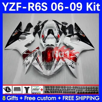 Корпус для YAMAHA YZF R6 S YZF600 YZF-600 6No.18 YZF R6S 06-09 YZF-R6S YZFR6S 2006 2007 2008 2009 06 07 08 09 Красный белый обтекатель
