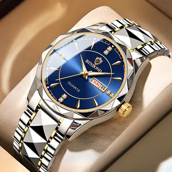 Деловые мужские часы Binbond с бесплатной доставкой, мужские наручные часы из нержавеющей стали, синие кварцевые часы Relogio Masculino 2023