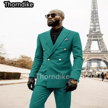 Мужской повседневный костюм Thorndike, деловой пиджак, брюки 3 Slim Fit, свадебный смокинг для жениха, Двубортный Лучший мужской блейзер