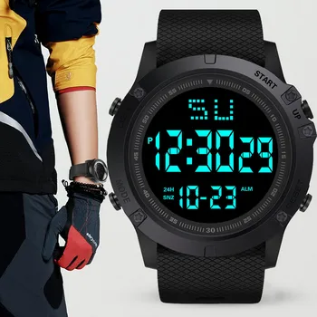 Модные мужские светодиодные цифровые часы с датой, военные спортивные резиновые кварцевые часы с будильником, водонепроницаемые спортивные деловые часы для мужчин Часы Мужские