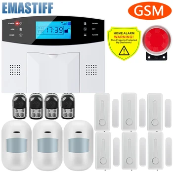 Система GSM-сигнализации eMastiff Home Security с датчиком PIR двери проводного типа 7 Проводных зон 99 беспроводных зон