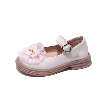Кожаные Лоферы для девочек Модная детская обувь принцессы на плоской подошве для малышей
