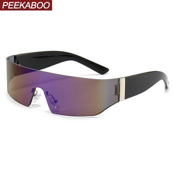 Женские солнцезащитные очки Peekaboo без оправы для мужчин, цельные зеркальные квадратные солнцезащитные очки для спортивных аксессуаров uv400 для мужчин, лето 2023 г.