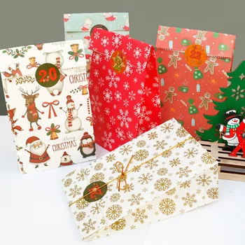 Счастливого Рождества 24 дня Рождественский Адвент-календарь Сумки Набор Бумажный Рождественский подарочный пакет с наклейками DIY Сумки для хранения конфет Декор