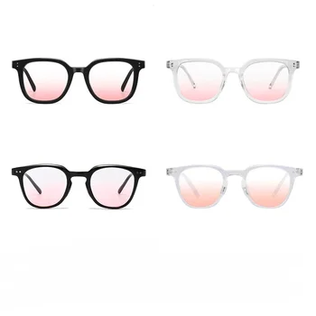 Очки для румян, Женские солнцезащитные очки градиентного цвета, Розовые очки на закате, Черная оправа, простой артефакт для макияжа, Свежие Милые мультяшные очки