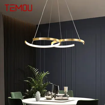 Современная латунная кольцевая люстра TEMOU, светодиодная лампа 3 цветов, Подвесные светильники, Декор для дома, столовой, гостиной
