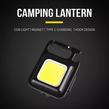 Портативный Мини-USB Перезаряжаемый фонарик, Карманная светодиодная лампа для кемпинга, Водонепроницаемый брелок-фонарик с магнитной открывалкой для бутылок